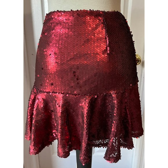 TCEC Red Sequin Mini Skirt Sz Large Womens Fun Flirty Night Out Skirt - Picture 7 of 8